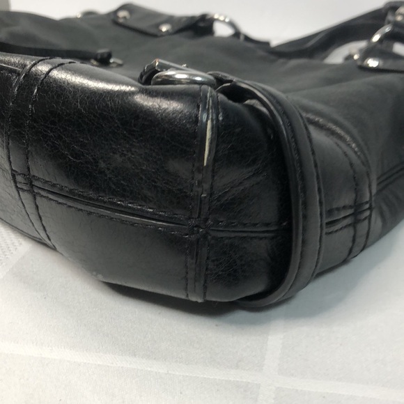 MICHAEL KORS Black Leather Buckle Accents Slim Crossbody Bag silver hardware - Picture 12 of 16